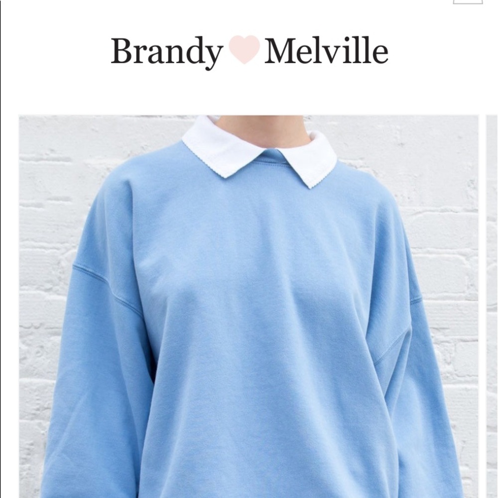 Brandy melville white collared baby blue sweatshir